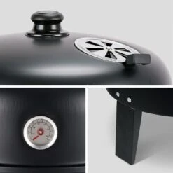 Barbecue Fumoir Au Charbon De Bois ø38cm – Edouard – Smoker Avec Aérateur. Fumoir. Gril. Boite De Fumage. Noir -Promos Le Jardin Vivant Magasin 64467a7044b1b2.43090010