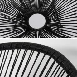 Fauteuil Acapulco Forme D'oeuf - Noir - Fauteuil 4 Pieds Design Rétro. Cordage Plastique. Intérieur / Extérieur -Promos Le Jardin Vivant Magasin 64467b0457acd7.68247748