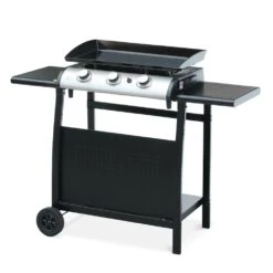 Desserte Pour Plancha Au Gaz - Chariot Porthos 3 Brûleurs - Chariot Barbecue Noir. Cuisine Extérieure. Roulettes -Promos Le Jardin Vivant Magasin 64467b2dd4d758.74964760