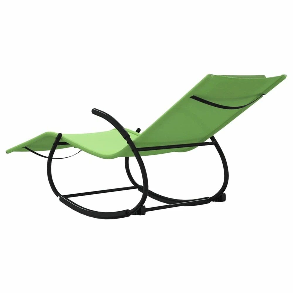 VIDAXL Chaise Longue à Bascule Vert Acier Et Textilène 7 VIDAXL Chaise Longue à Bascule Vert Acier Et Textilène – Image 5