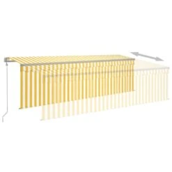 VIDAXL Auvent Rétractable Automatique Avec Store 5x3 M Jaune Et Blanc -Promos Le Jardin Vivant Magasin 64515c6c4c3c34.62044891