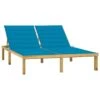 VIDAXL Chaise Longue Double Et Coussins Bleu Pin Imprégné -Promos Le Jardin Vivant Magasin 645353206089c1.68750936