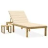 VIDAXL Chaise Longue De Jardin Avec Table Et Coussin Pin Imprégné -Promos Le Jardin Vivant Magasin 64535321913c72.78991662