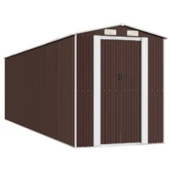 VIDAXL Abri De Jardin Marron Foncé 192x689x223 Cm Acier Galvanisé