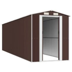 VIDAXL Abri De Jardin Marron Foncé 192x689x223 Cm Acier Galvanisé -Promos Le Jardin Vivant Magasin 645583c27ede14.03862810