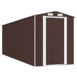 VIDAXL Abri De Jardin Marron Foncé 192x606x223 Cm Acier Galvanisé -Promos Le Jardin Vivant Magasin 645584204c9951.13505203