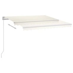 VIDAXL Auvent Manuel Rétractable Avec Led 450x350 Cm Crème -Promos Le Jardin Vivant Magasin 645657cba32be9.69286119