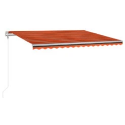VIDAXL Auvent Automatique Capteur De Vent Led 400x350 Cm Orange Marron