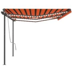 VIDAXL Auvent Manuel Rétractable Avec Led 6x3,5 M Orange Et Marron -Promos Le Jardin Vivant Magasin 645657da72db92.75603473