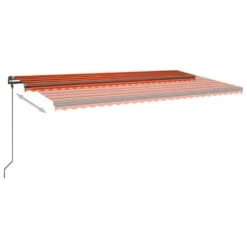 VIDAXL Auvent Manuel Rétractable Avec Led 6x3,5 M Orange Et Marron -Promos Le Jardin Vivant Magasin 645657da79b8b8.45876883