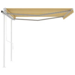 VIDAXL Auvent Rétractable Automatique Et Poteaux 4,5x3m Jaune Et Blanc -Promos Le Jardin Vivant Magasin 645657dcae04c1.00462128