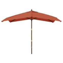 VIDAXL Parasol De Jardin Avec Mât En Bois Terre Cuite 300x300x273 Cm -Promos Le Jardin Vivant Magasin 645801d824e817.68825722