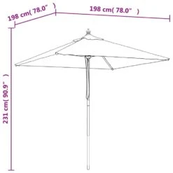 VIDAXL Parasol De Jardin Avec Mât En Bois Vert 198x198x231 Cm -Promos Le Jardin Vivant Magasin 645801dcd3b2d5.69609445
