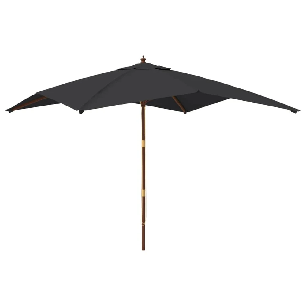 VIDAXL Parasol De Jardin Avec Mât En Bois Noir 300x300x273 Cm 3 VIDAXL Parasol De Jardin Avec Mât En Bois Noir 300x300x273 Cm