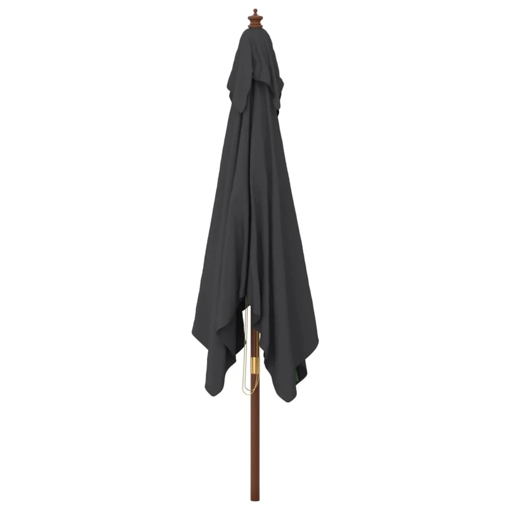VIDAXL Parasol De Jardin Avec Mât En Bois Noir 300x300x273 Cm 6 VIDAXL Parasol De Jardin Avec Mât En Bois Noir 300x300x273 Cm – Image 4