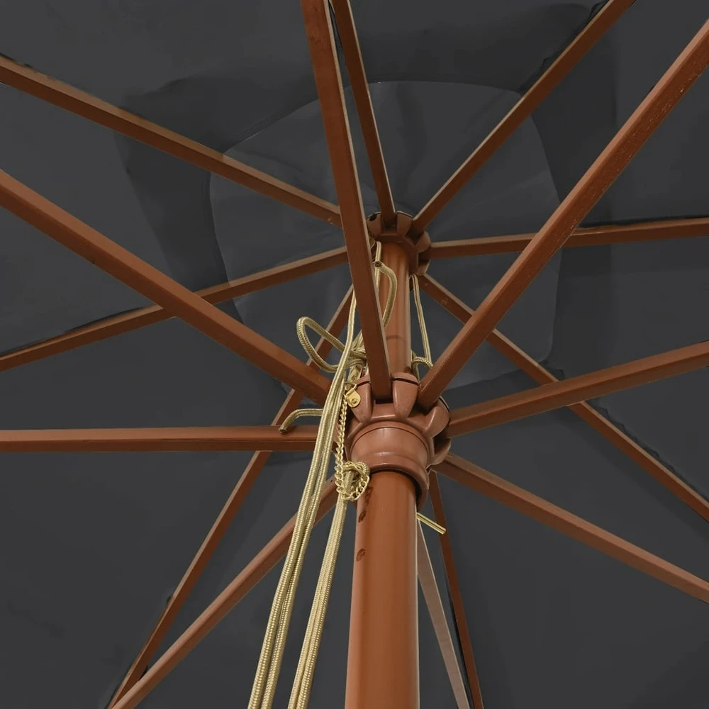 VIDAXL Parasol De Jardin Avec Mât En Bois Noir 300x300x273 Cm 7 VIDAXL Parasol De Jardin Avec Mât En Bois Noir 300x300x273 Cm – Image 5