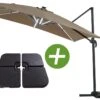 Parasol Jardin Déporté Led Alu "sun 4 Luxe" - Rectangle - 3 X 4 M - Taupe - Dalles à Lester Incluses -Promos Le Jardin Vivant Magasin 645801e578cab8.47538011