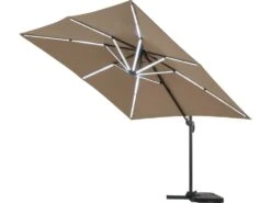 Parasol Jardin Déporté Led Alu "sun 4 Luxe" - Rectangle - 3 X 4 M - Taupe - Dalles à Lester Incluses -Promos Le Jardin Vivant Magasin 645801e58421a1.31222946