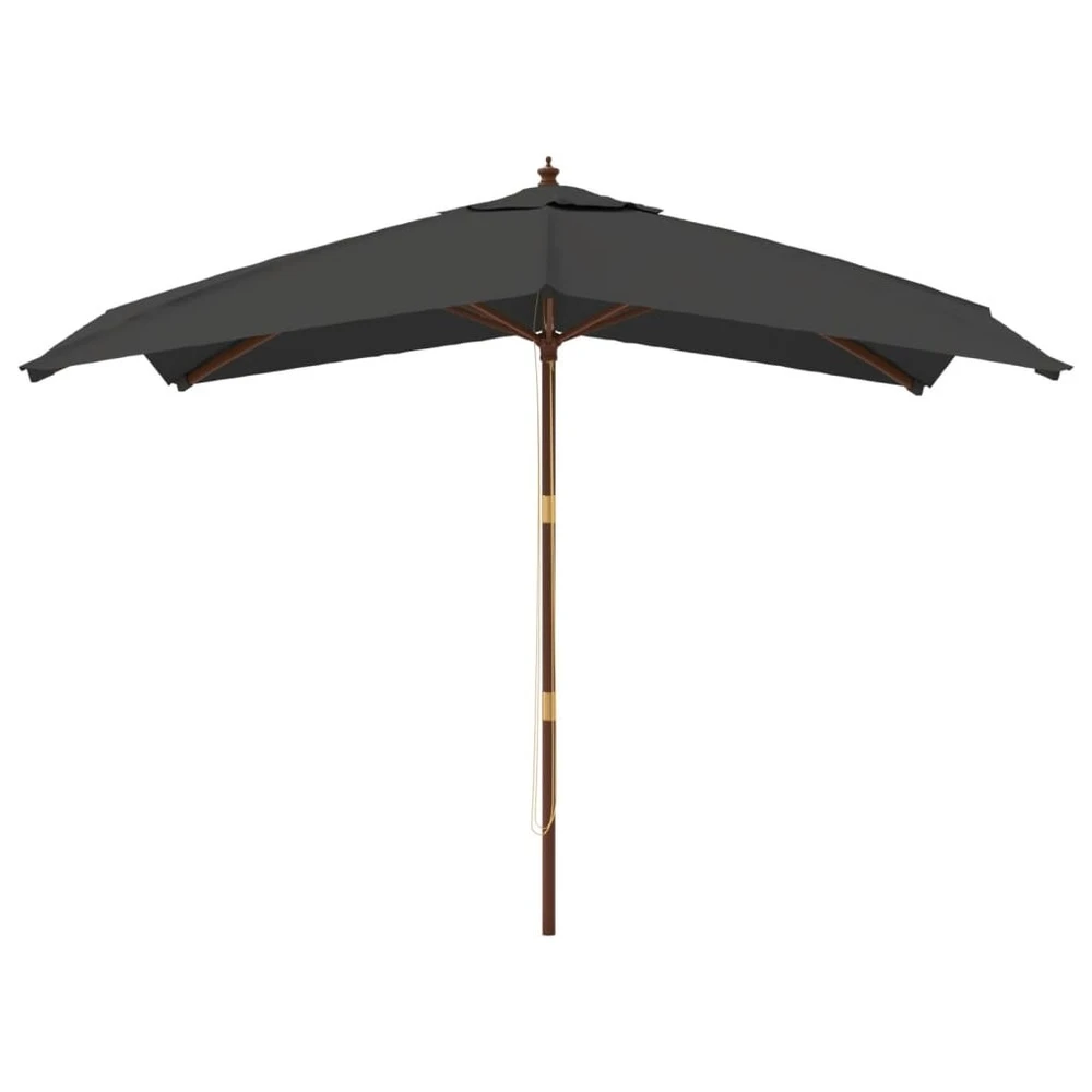 VIDAXL Parasol De Jardin Avec Mât En Bois Anthracite 300x300x273 Cm 5 VIDAXL Parasol De Jardin Avec Mât En Bois Anthracite 300x300x273 Cm – Image 3