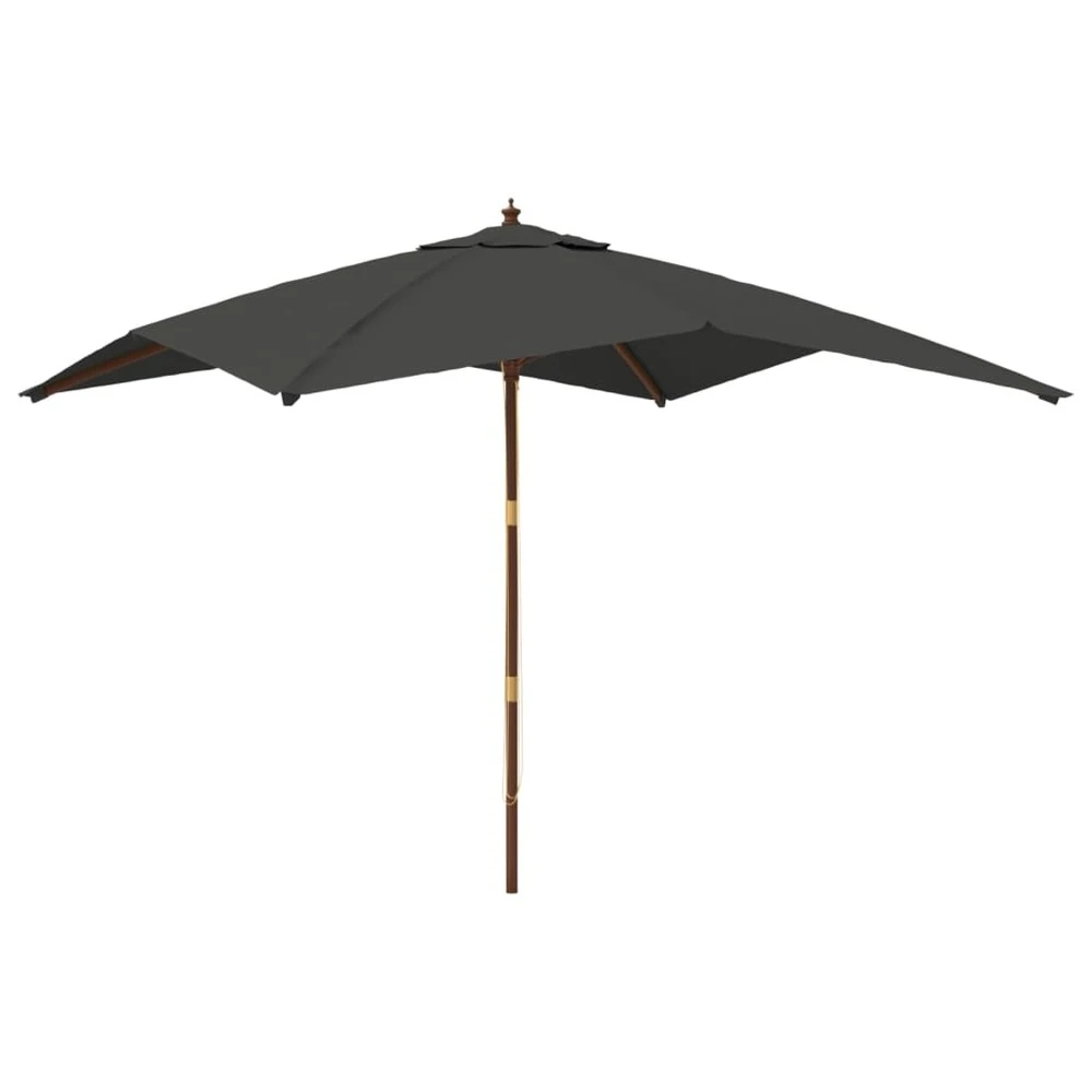 VIDAXL Parasol De Jardin Avec Mât En Bois Anthracite 300x300x273 Cm 3 VIDAXL Parasol De Jardin Avec Mât En Bois Anthracite 300x300x273 Cm