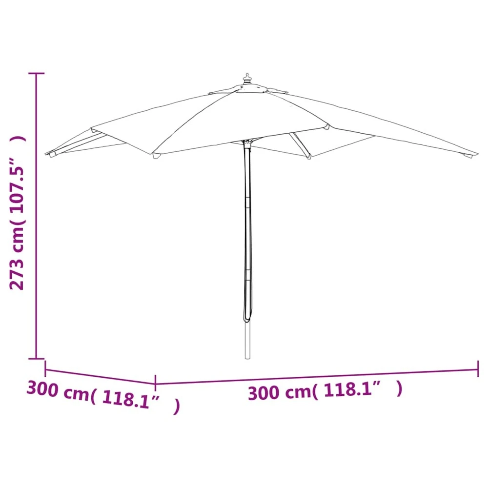 VIDAXL Parasol De Jardin Avec Mât En Bois Anthracite 300x300x273 Cm 9 VIDAXL Parasol De Jardin Avec Mât En Bois Anthracite 300x300x273 Cm – Image 7
