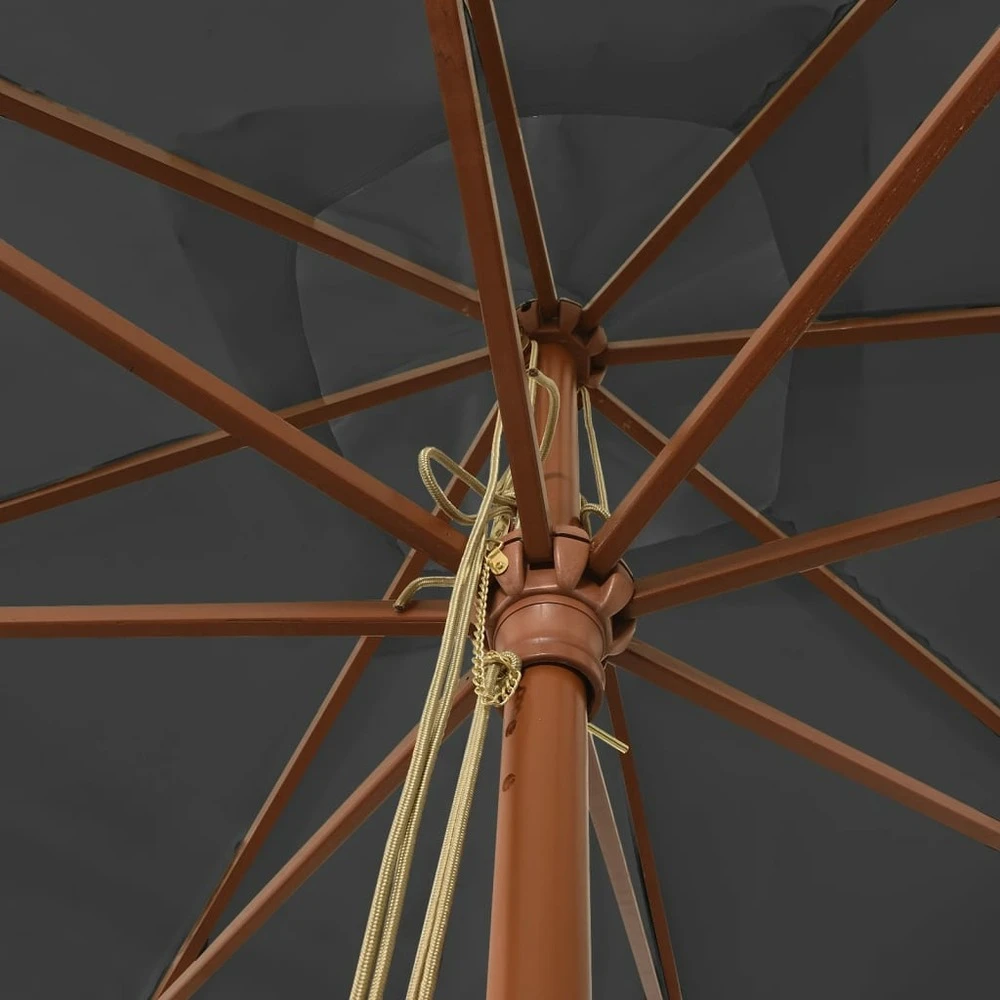 VIDAXL Parasol De Jardin Avec Mât En Bois Anthracite 300x300x273 Cm 7 VIDAXL Parasol De Jardin Avec Mât En Bois Anthracite 300x300x273 Cm – Image 5