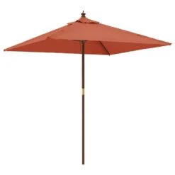 VIDAXL Parasol De Jardin Avec Mât En Bois Terre Cuite 198x198x231 Cm