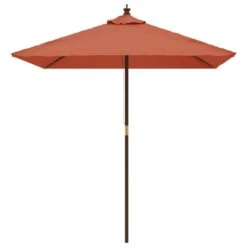 VIDAXL Parasol De Jardin Avec Mât En Bois Terre Cuite 198x198x231 Cm -Promos Le Jardin Vivant Magasin 645801ebd33496.16832593