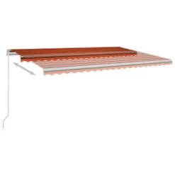 VIDAXL Auvent Manuel Rétractable Avec Led 500x300 Cm Orange Et Marron -Promos Le Jardin Vivant Magasin 645a959832c2b3.78093416