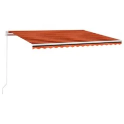 VIDAXL Auvent Manuel Rétractable Avec Led 450x350 Cm Orange Et Marron