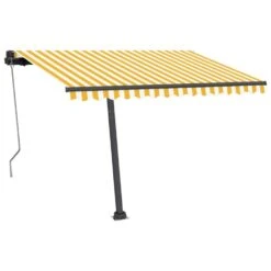 VIDAXL Auvent Automatique Capteur De Vent/led 350x250cm Jaune Et Blanc -Promos Le Jardin Vivant Magasin 645a95b29a8d41.85957436