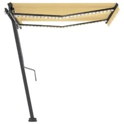 VIDAXL Auvent Automatique Capteur De Vent/led 350x250cm Jaune Et Blanc -Promos Le Jardin Vivant Magasin 645a95b29e1e56.79238008
