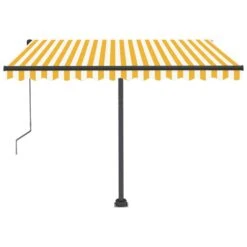 VIDAXL Auvent Automatique Capteur De Vent/led 350x250cm Jaune Et Blanc -Promos Le Jardin Vivant Magasin 645a95b2b22315.06464441