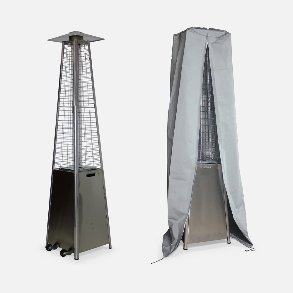 Parasol Chauffant Au Gaz Pyramide - Greenland Avec Housse De Protection Grise - Chauffage D'extérieur 11.2kw En Acier Inoxydable. 3 Parasol Chauffant Au Gaz Pyramide - Greenland Avec Housse De Protection Grise - Chauffage D'extérieur 11.2kw En Acier Inoxydable.