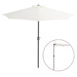 VIDAXL Parasol De Balcon Avec Mât En Aluminium Sable 270x144 Cm Demi