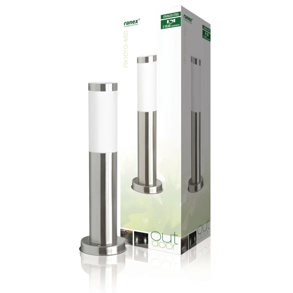 Borne D'éclairage De Jardin 20 W Chrome 45 Cm Rx1010-45 3 Borne D'éclairage De Jardin 20 W Chrome 45 Cm Rx1010-45