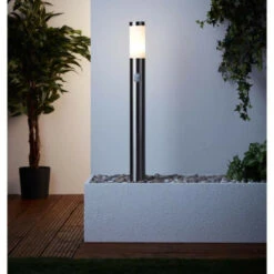 BRILLIANT Potelet Avec Détecteur Bole Couleur Acier Led Intégré -Promos Le Jardin Vivant Magasin 645e874ef3c334.55280447