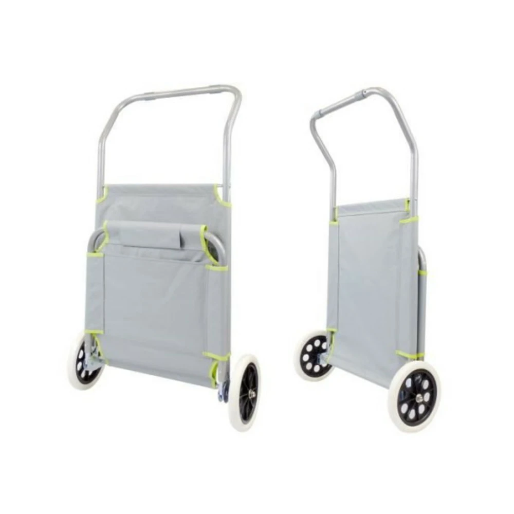 Transat Chaise De Plage A Roulette Vert Et Gris 7 Transat Chaise De Plage A Roulette Vert Et Gris – Image 5