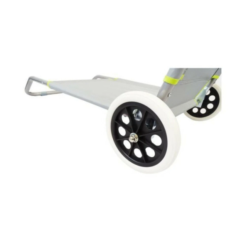 Transat Chaise De Plage A Roulette Vert Et Gris 5 Transat Chaise De Plage A Roulette Vert Et Gris – Image 3