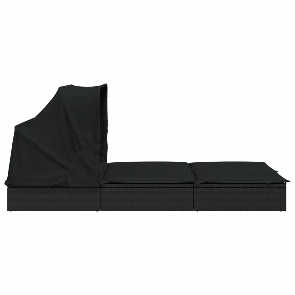 VIDAXL Transat 2 Places Avec Toit Pliable Noir 213x118x97 Cm 9 VIDAXL Transat 2 Places Avec Toit Pliable Noir 213x118x97 Cm – Image 7