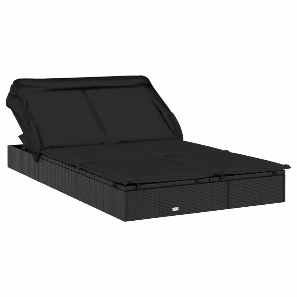VIDAXL Transat 2 Places Avec Toit Pliable Noir 213x118x97 Cm 3 VIDAXL Transat 2 Places Avec Toit Pliable Noir 213x118x97 Cm