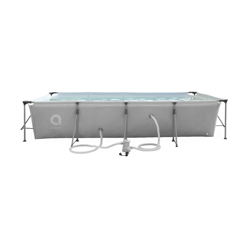 Piscine Hors Sol Tubulaire. Rectangulaire Grise 4x2 Avec Pompe De Filtration Et Armature En Acier 5 Piscine Hors Sol Tubulaire. Rectangulaire Grise 4x2 Avec Pompe De Filtration Et Armature En Acier – Image 3