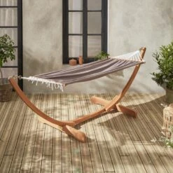 Hamac En Bois - Hamaca - Hamac 317x100cm Avec Toile En Coton -Promos Le Jardin Vivant Magasin 64627e2ac88128.04436134