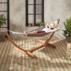 Hamac En Bois - Hamaca - Hamac 317x100cm Avec Toile En Coton