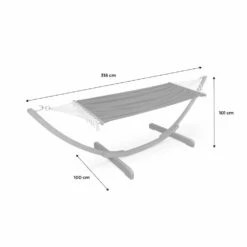 Hamac En Bois - Hamaca - Hamac 317x100cm Avec Toile En Coton -Promos Le Jardin Vivant Magasin 64627e2ae7b949.64562103