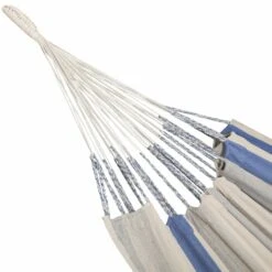 Toile De Hamac Rayée - Bleu Turquoise / Gris Clair / écru. 1 Personne. 100% Polycoton. 240x160cm 9 Toile De Hamac Rayée - Bleu Turquoise / Gris Clair / écru. 1 Personne. 100% Polycoton. 240x160cm -Promos Le Jardin Vivant Magasin 64627e2c194c50.47654936