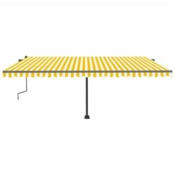 VIDAXL Auvent Manuel Rétractable Avec Led 500x300 Cm Jaune Et Blanc -Promos Le Jardin Vivant Magasin 64671610acbe45.06108332