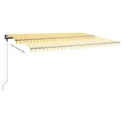 VIDAXL Auvent Manuel Rétractable Avec Led 500x300 Cm Jaune Et Blanc -Promos Le Jardin Vivant Magasin 64671610b85506.82320741