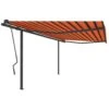VIDAXL Auvent Automatique Rétractable Poteaux 4x3,5 M Orange Marron -Promos Le Jardin Vivant Magasin 64671619cd33c2.40684961