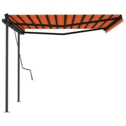 VIDAXL Auvent Automatique Rétractable Poteaux 4x3,5 M Orange Marron -Promos Le Jardin Vivant Magasin 64671619d7b8c4.08608694